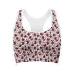 Creepy Red Eyeball Pattern Print Women's Sports Bra