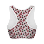Creepy Red Eyeball Pattern Print Women's Sports Bra