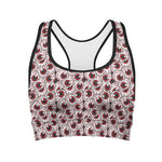 Creepy Red Eyeball Pattern Print Women's Sports Bra