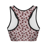 Creepy Red Eyeball Pattern Print Women's Sports Bra