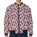 Creepy Red Eyeball Pattern Print Zip Sleeve Bomber Jacket