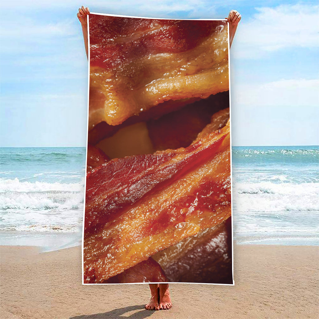 Crispy Bacon Print Beach Towel