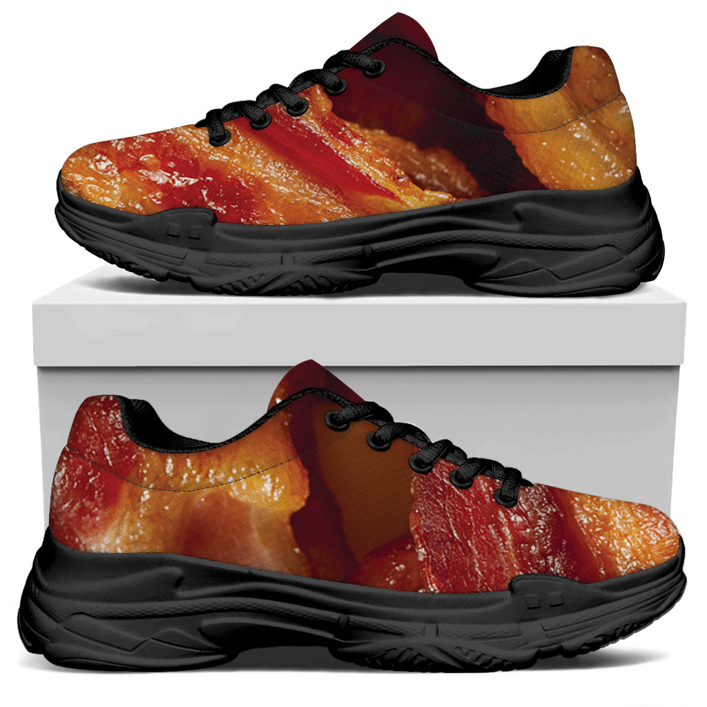 Crispy Bacon Print Black Chunky Shoes