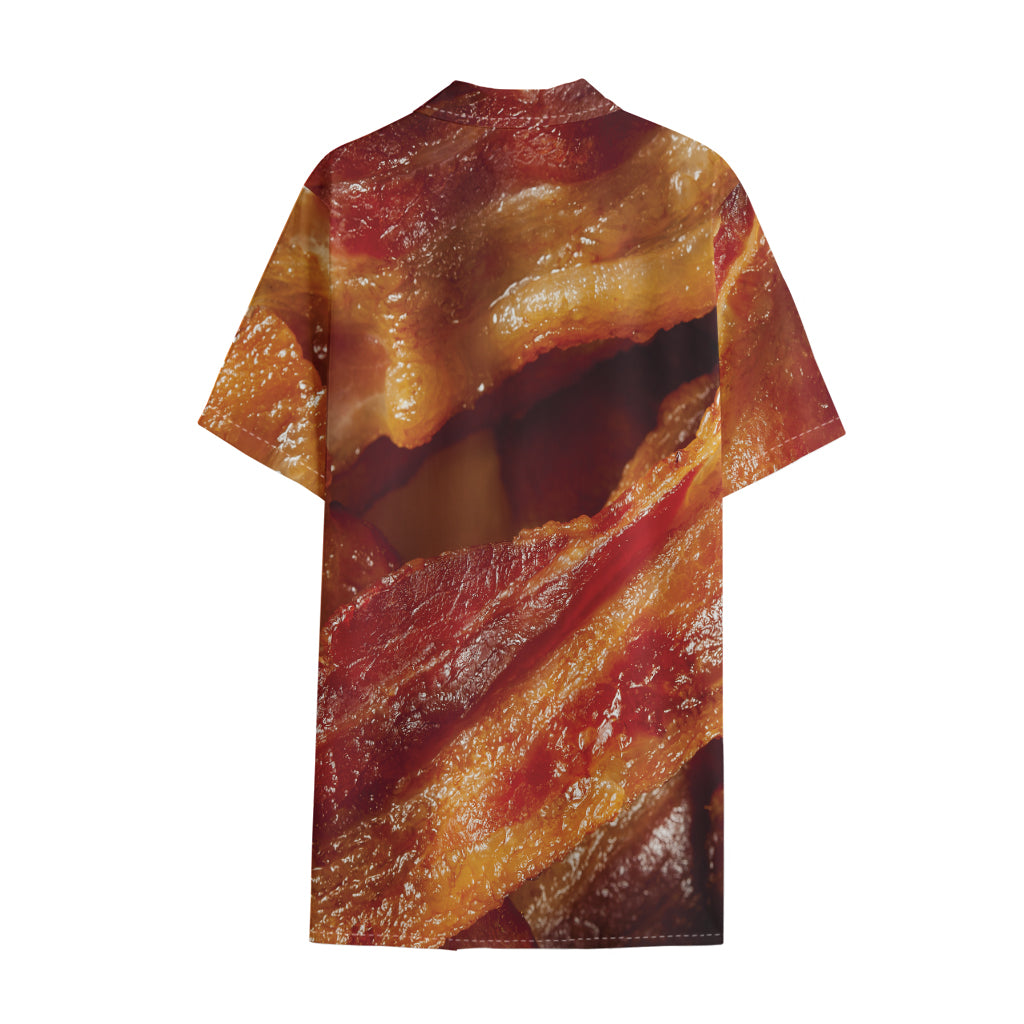 Crispy Bacon Print Cotton Hawaiian Shirt