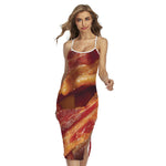 Crispy Bacon Print Cross Back Cami Dress