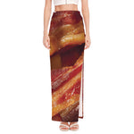 Crispy Bacon Print High Slit Maxi Skirt