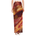 Crispy Bacon Print High Slit Maxi Skirt