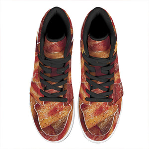 Crispy Bacon Print High Top Leather Sneakers