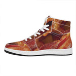 Crispy Bacon Print High Top Leather Sneakers