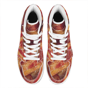 Crispy Bacon Print High Top Leather Sneakers