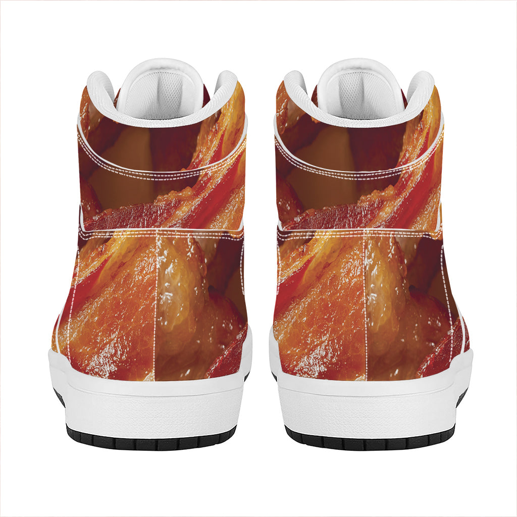 Crispy Bacon Print High Top Leather Sneakers