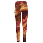 Crispy Bacon Print High-Waisted Pocket Leggings