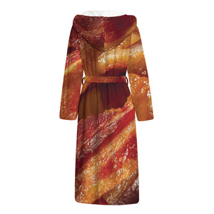 Crispy Bacon Print Hooded Bathrobe