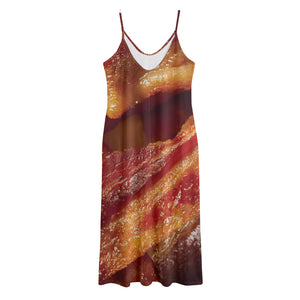 Crispy Bacon Print Jersey Midi Cami Dress