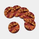 Crispy Bacon Print Leather Coaster Set