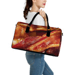 Crispy Bacon Print Leather Duffle Bag