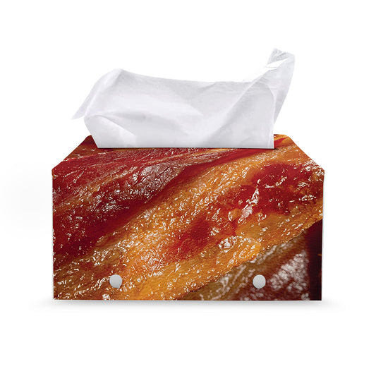 Crispy Bacon Print Leather Tissue Box Cover