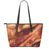 Crispy Bacon Print Leather Tote Bag