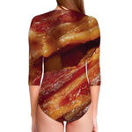 Crispy Bacon Print Long Sleeve Swimsuit