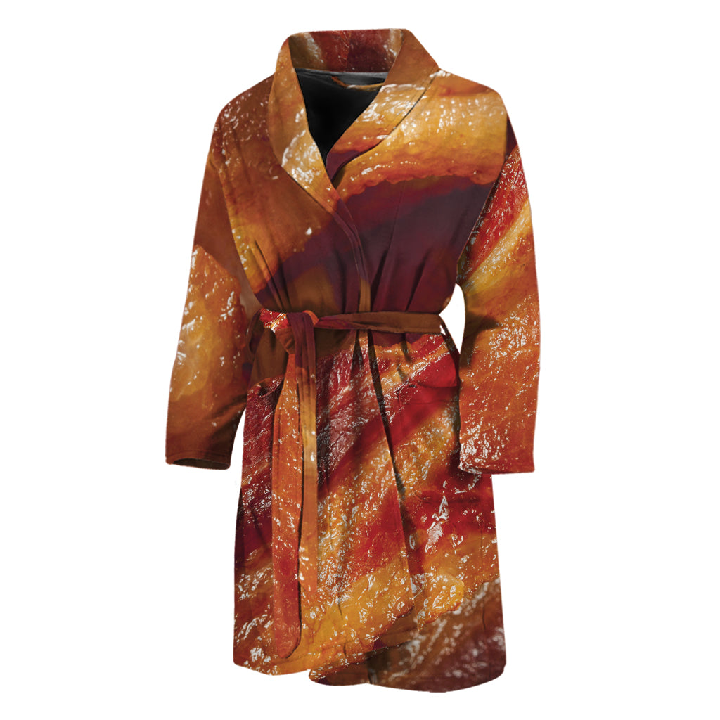 Crispy Bacon Print Men's Bathrobe