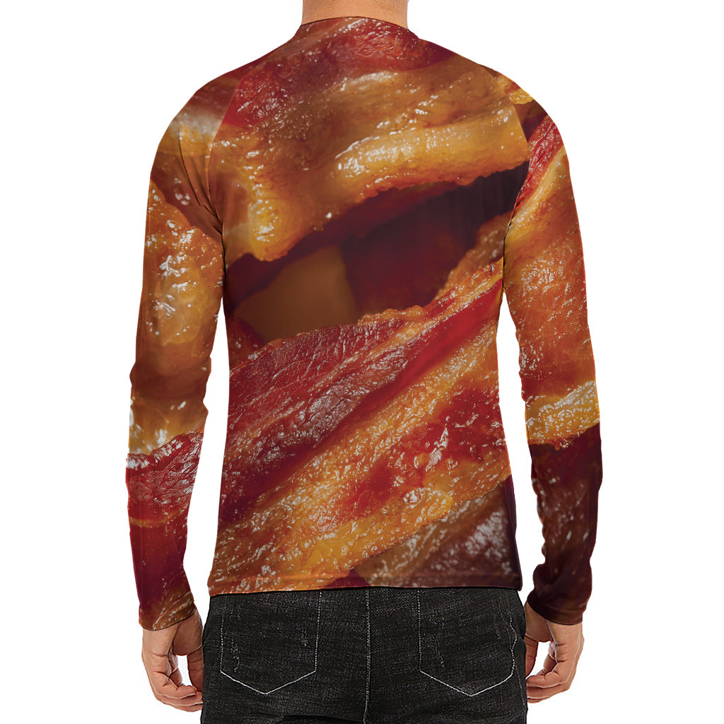 Crispy Bacon Print Men's Long Sleeve Rash Guard