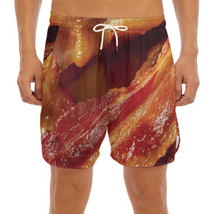 Crispy Bacon Print Men's Split Running Shorts