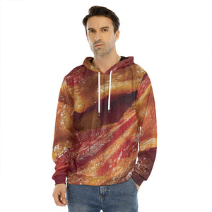 Crispy Bacon Print Men's Velvet Pullover Hoodie