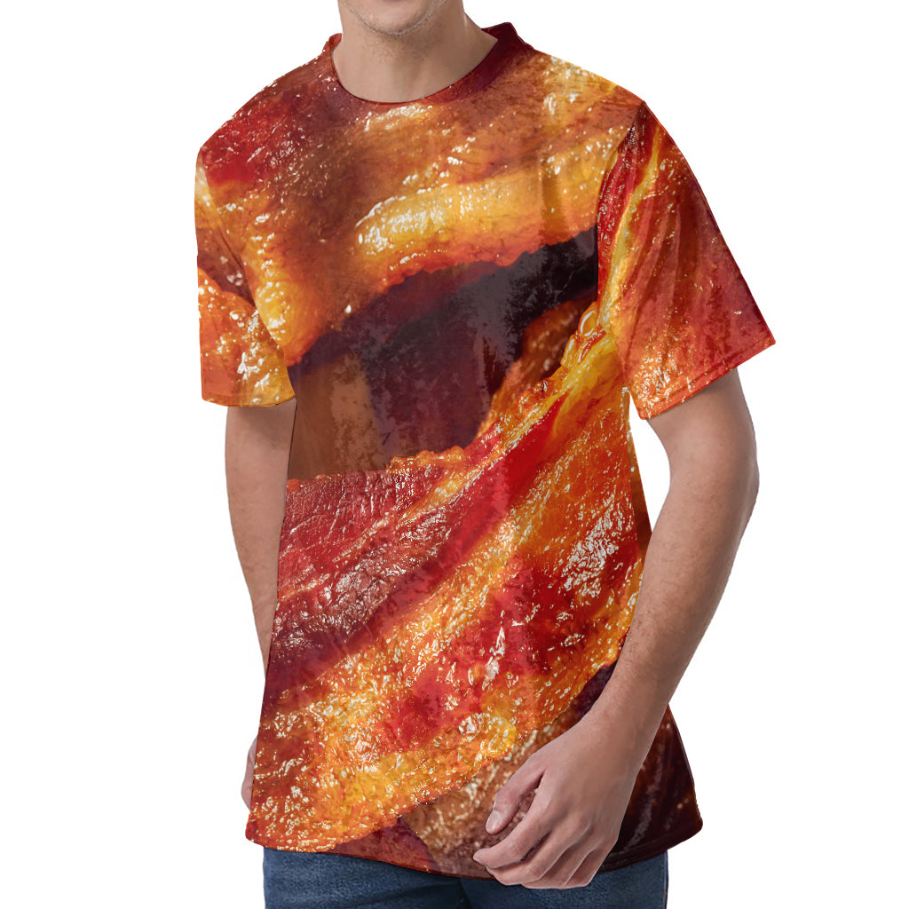 Crispy Bacon Print Men's Velvet T-Shirt