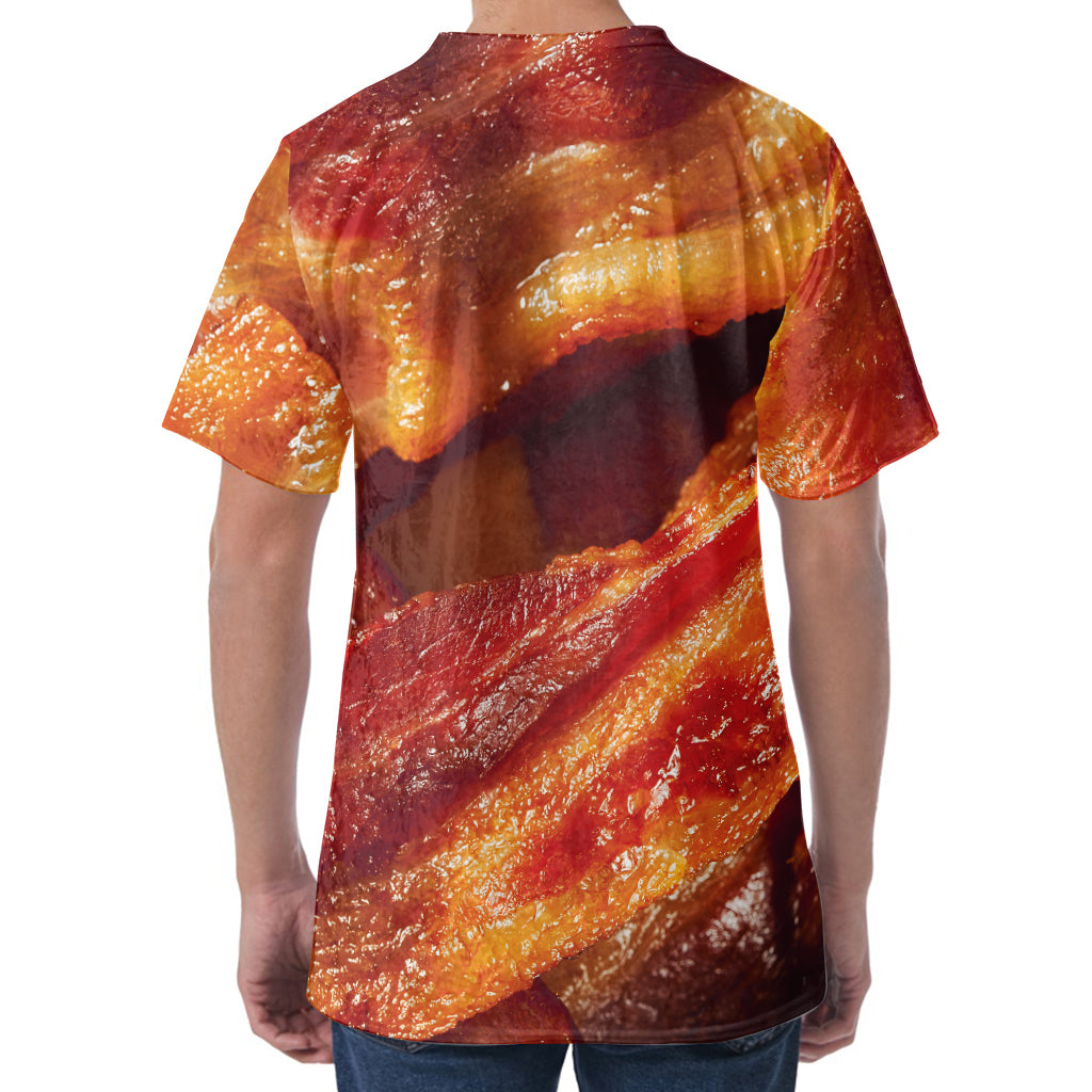 Crispy Bacon Print Men's Velvet T-Shirt