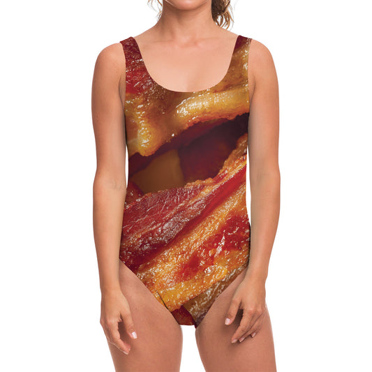 Crispy Bacon Print One Piece Swimsuit