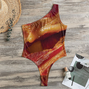 Crispy Bacon Print One Shoulder Bodysuit