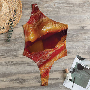 Crispy Bacon Print One Shoulder Bodysuit