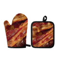Crispy Bacon Print Oven Mitt And Pot Holder Set