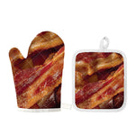 Crispy Bacon Print Oven Mitt And Pot Holder Set