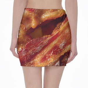 Crispy Bacon Print Pencil Mini Skirt