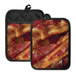 Crispy Bacon Print Pot Holders With Pocket