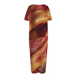 Crispy Bacon Print Short Sleeve Long Nightdress