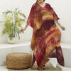 Crispy Bacon Print Silk V-Neck Kaftan Dress