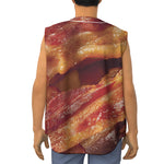 Crispy Bacon Print Sleeveless Baseball Jersey