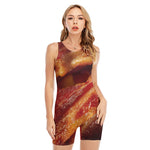 Crispy Bacon Print Sleeveless One Piece Swimsuit