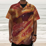 Crispy Bacon Print Textured Short Sleeve Shirt