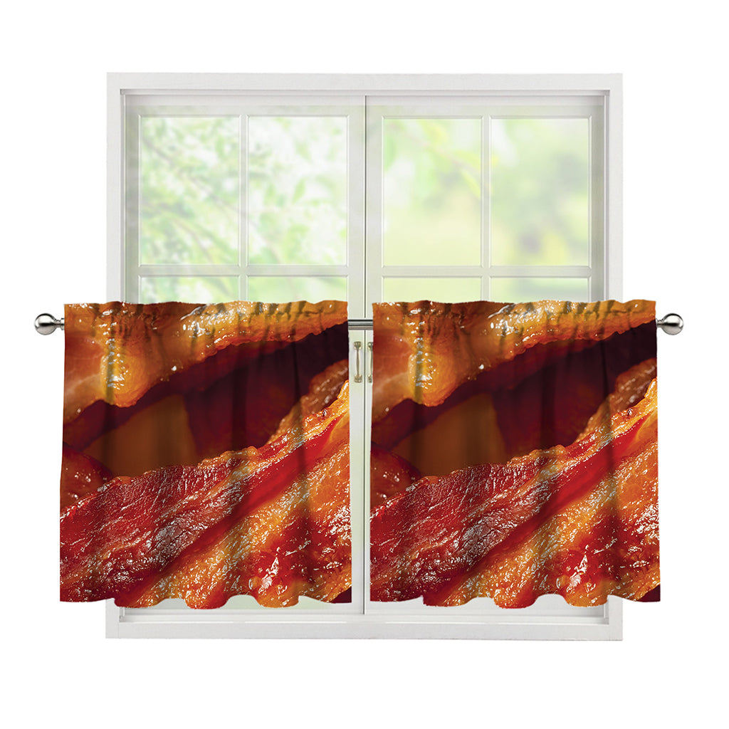 Crispy Bacon Print Tier Curtains