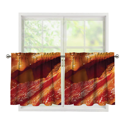 Crispy Bacon Print Tier Curtains