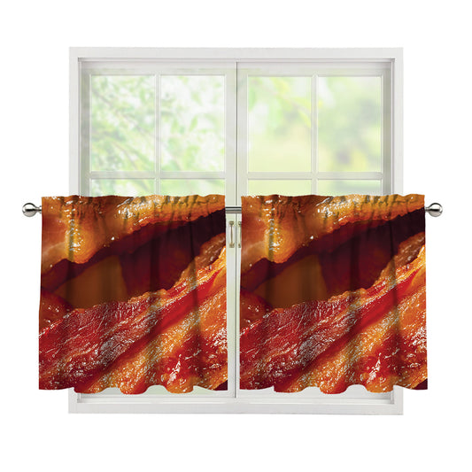 Crispy Bacon Print Tier Curtains