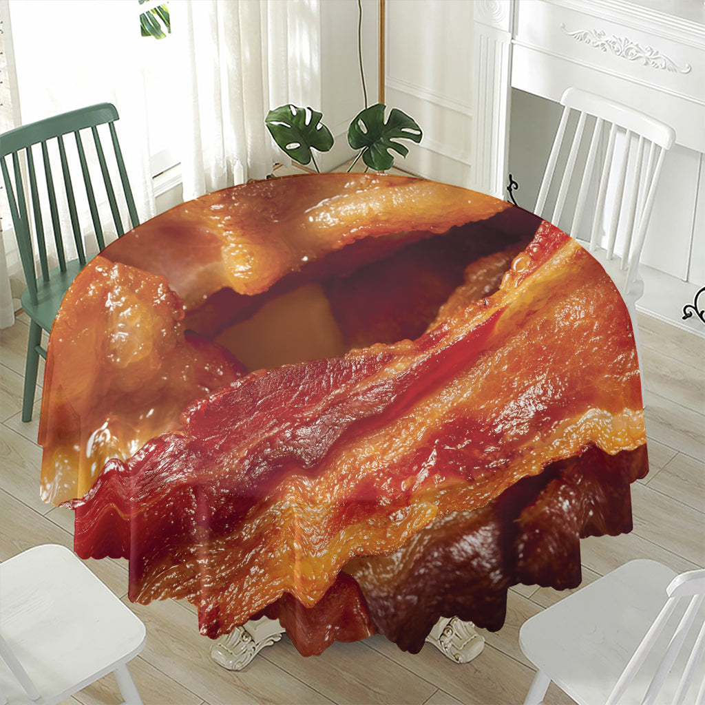 Crispy Bacon Print Waterproof Round Tablecloth