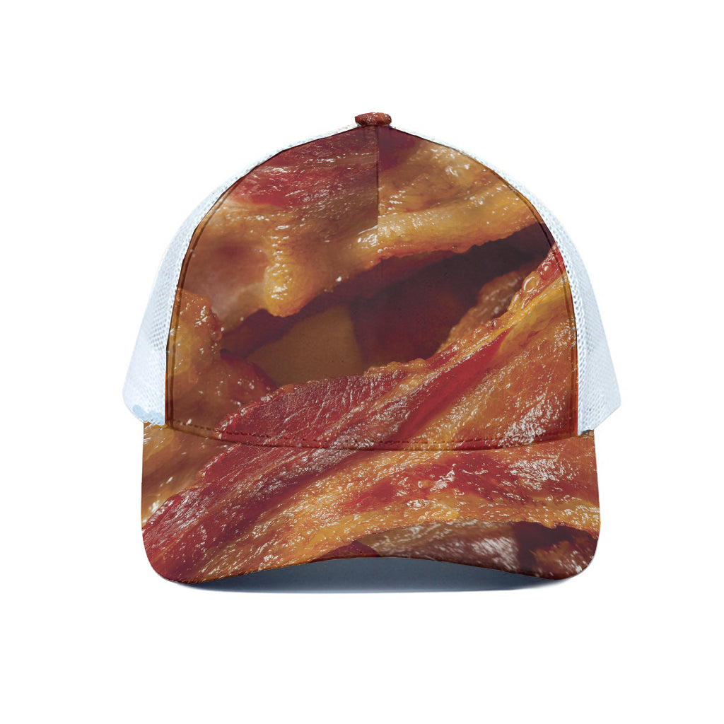 Crispy Bacon Print White Mesh Trucker Cap