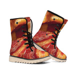 Crispy Bacon Print Winter Boots