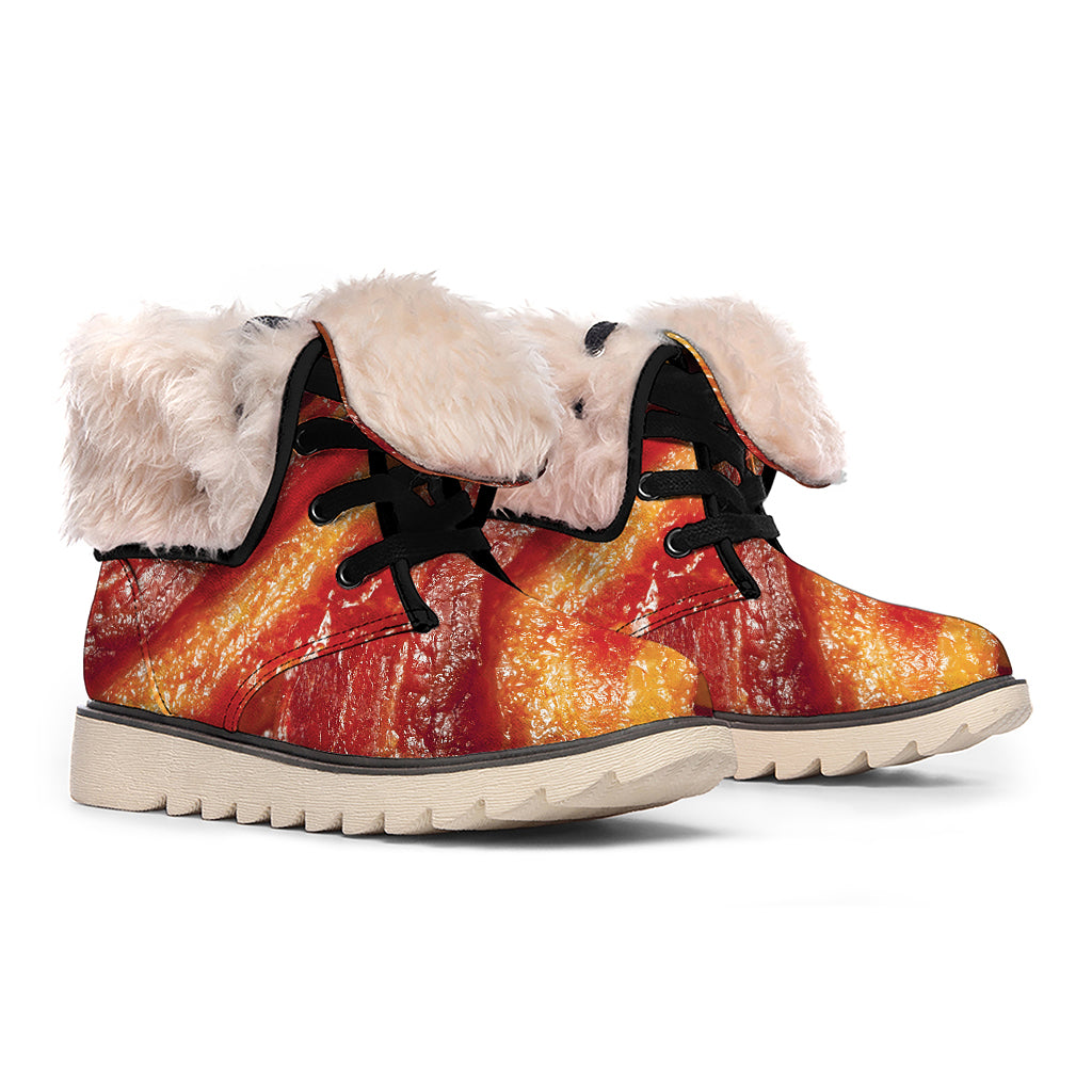 Crispy Bacon Print Winter Boots