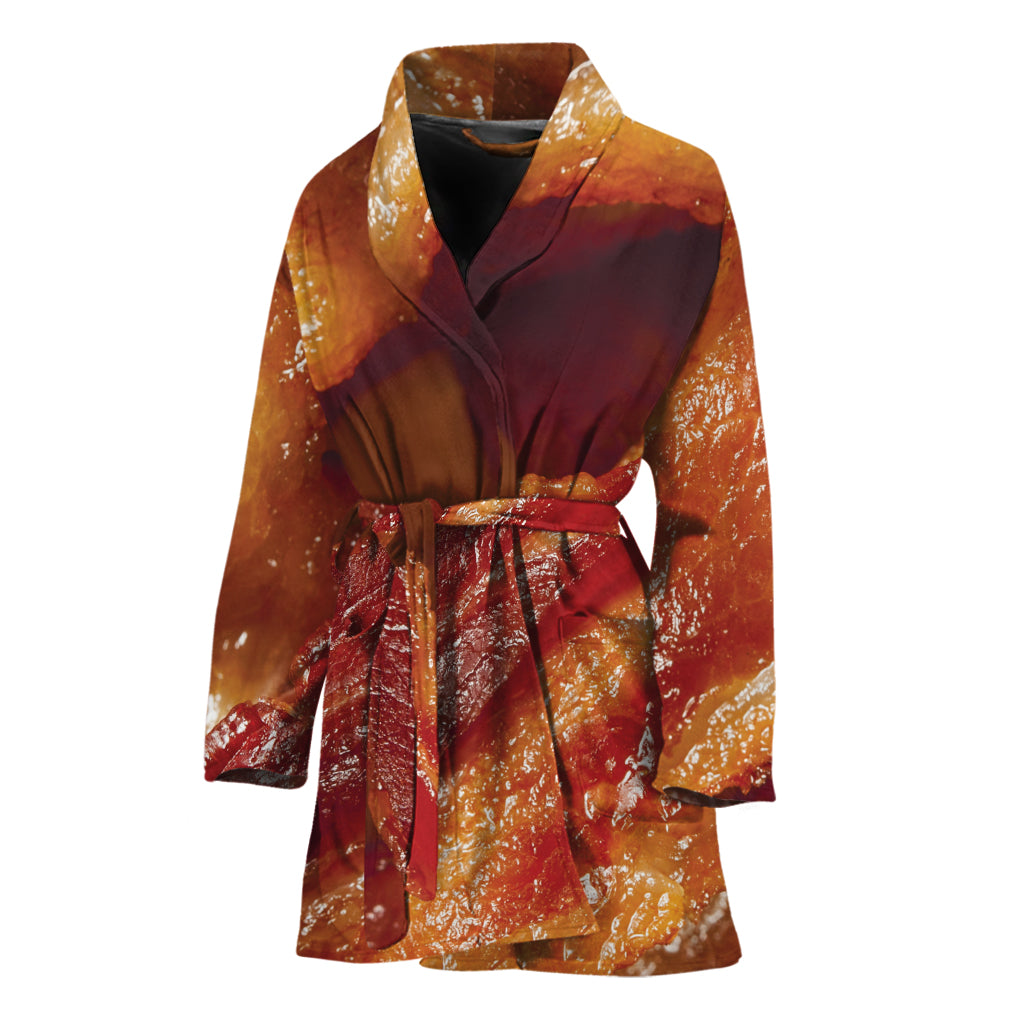 Crispy Bacon Print Women's Bathrobe