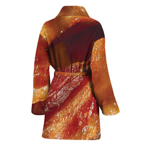 Crispy Bacon Print Women's Bathrobe